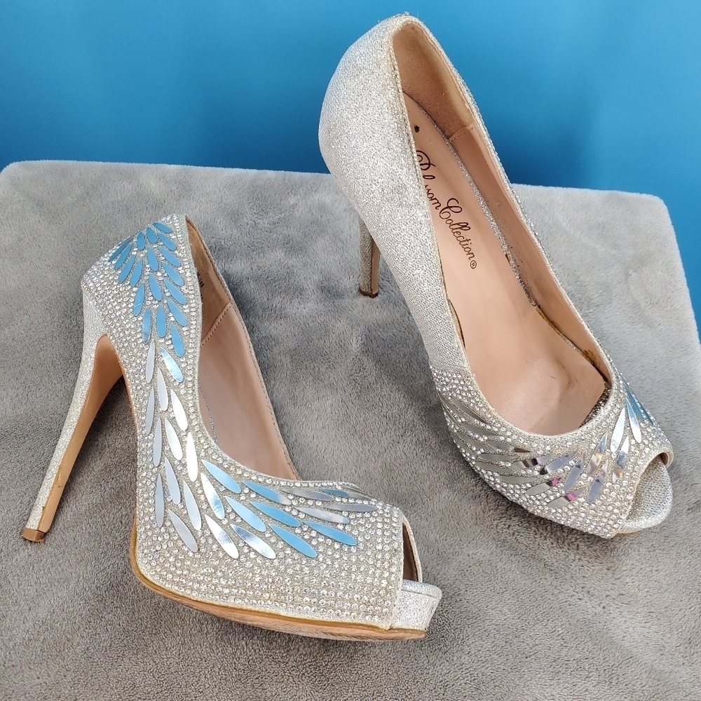 De Blossom Collection silver sparkle heels 8 - Picture 3 of 16